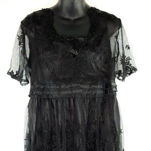 Vintage Elegant  Black Beaded Lace Formal Evening Top